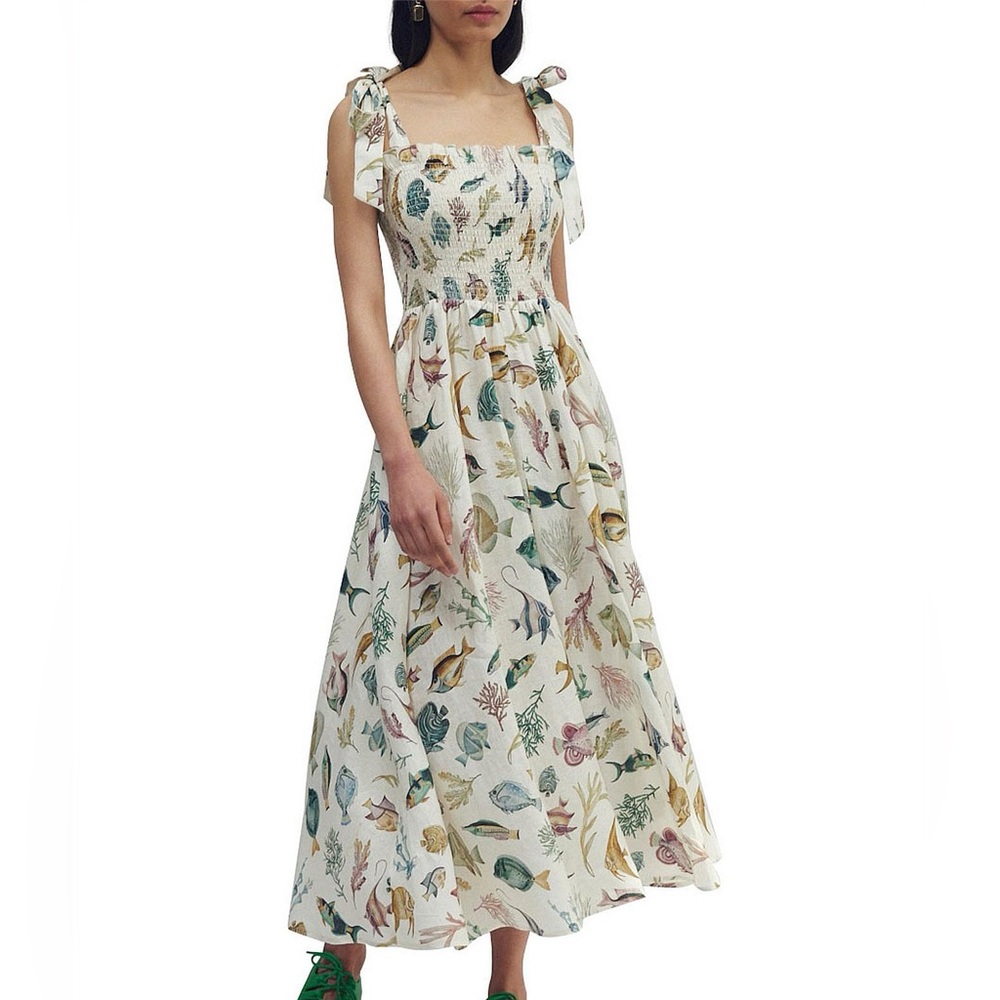 Alemais Wanda Midi Dress - Linen. Size AUS 6. Great condition!